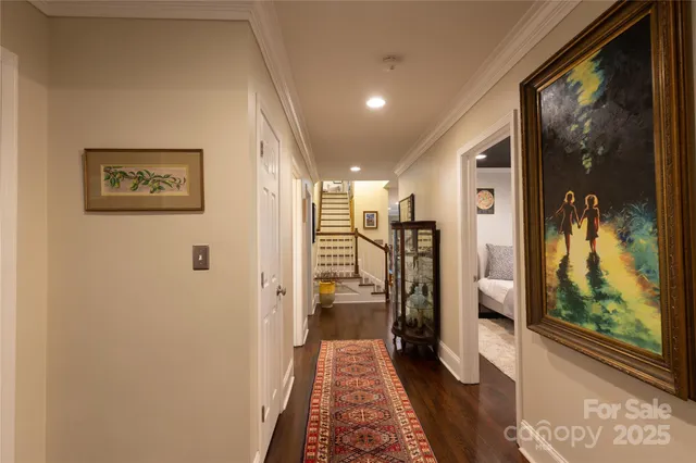 a view of a hallway with a view of a hallway