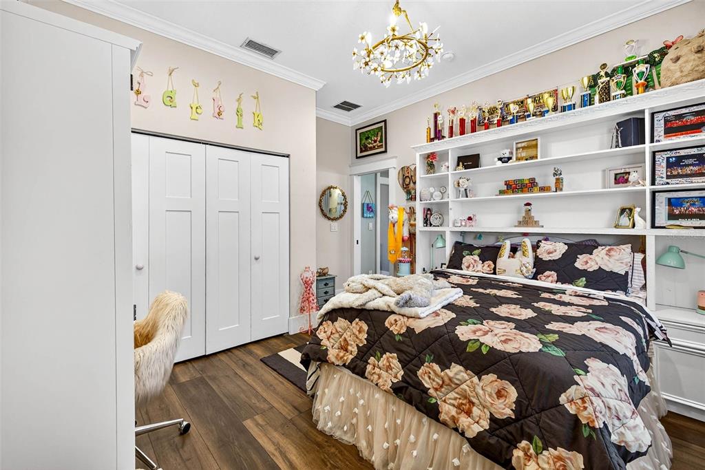 18051 Hancock Bluff Road Dade City, FL 33523 - Photo 42 of 98 a bedroom with a bed and a book shelf
