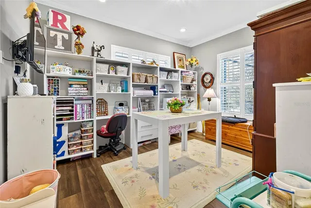 a view of a lake with a outdoor space