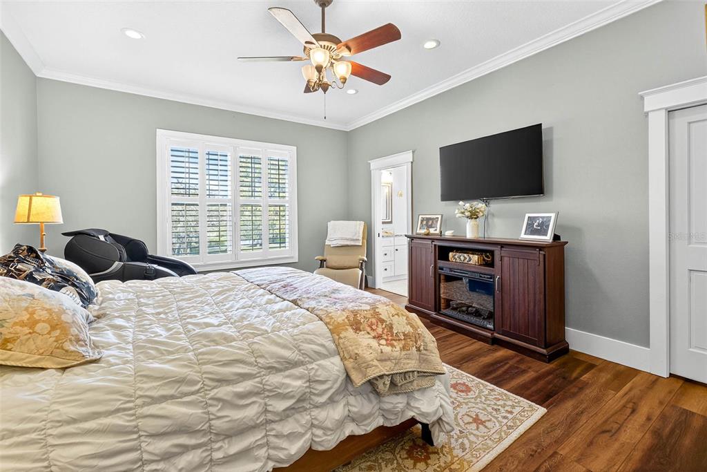 18051 Hancock Bluff Road Dade City, FL 33523 - Photo 49 of 98 a bedroom with a bed and a flat screen tv