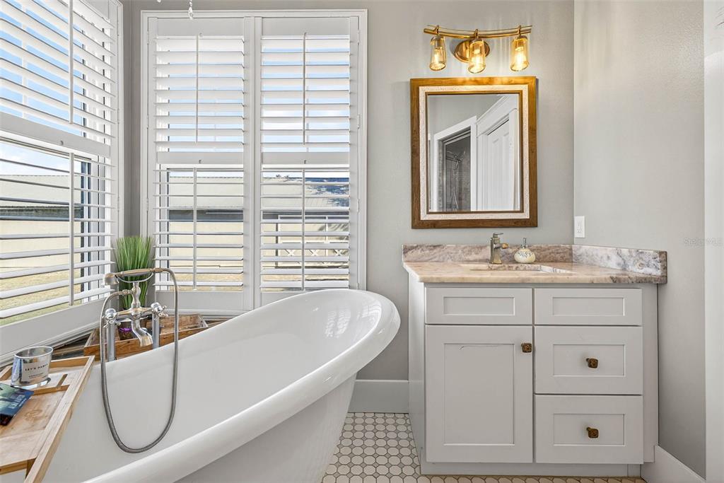 18051 Hancock Bluff Road Dade City, FL 33523 - Photo 58 of 98 a bathroom with a tub sink and mirror