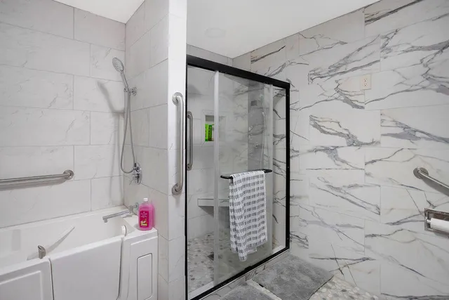 a bathroom with a shower
