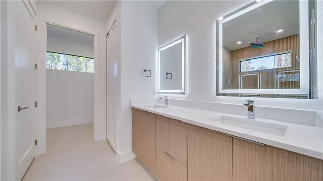 a view of an empty walk in closet