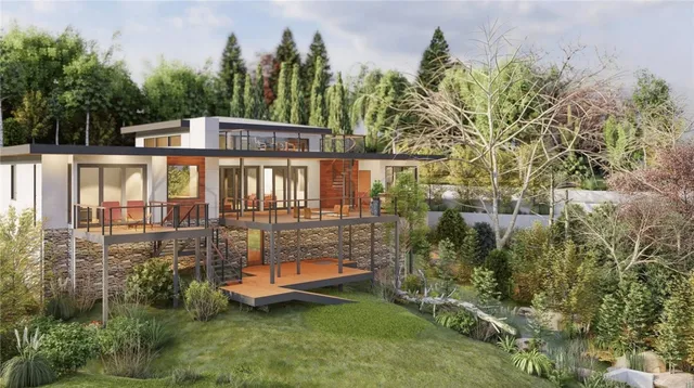 a front view of a house with garden