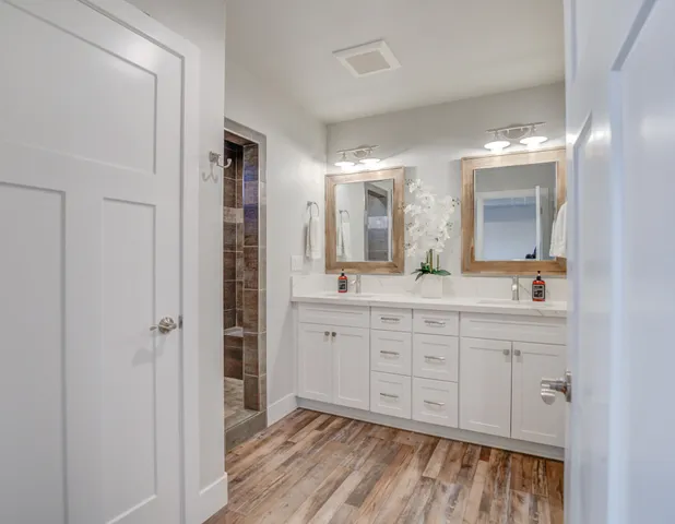 a bathroom with a shower