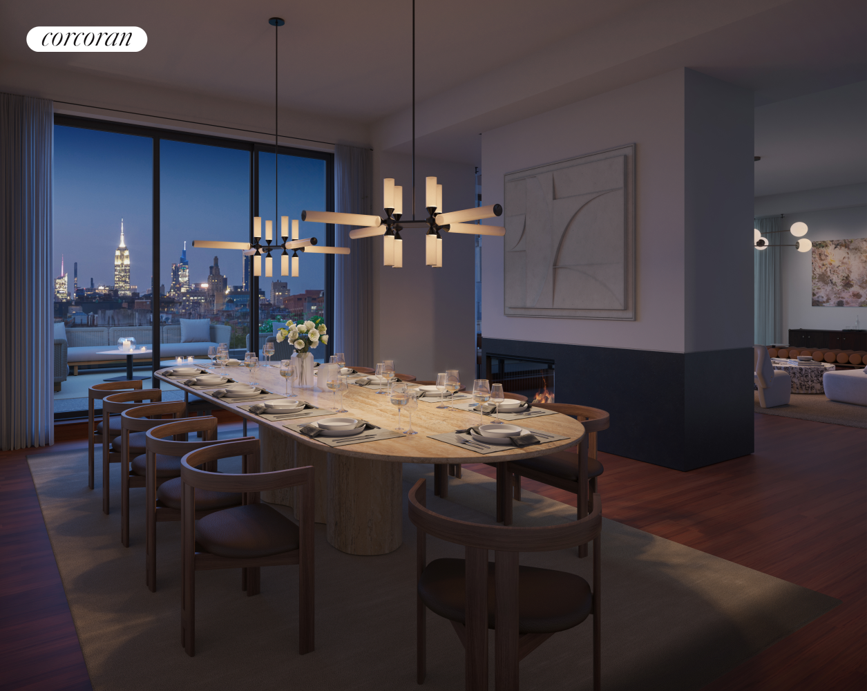 83 Thompson Street, Unit PH Manhattan, NY 10012 - Photo 3 of 20 a kitchen with a table and chairs in it