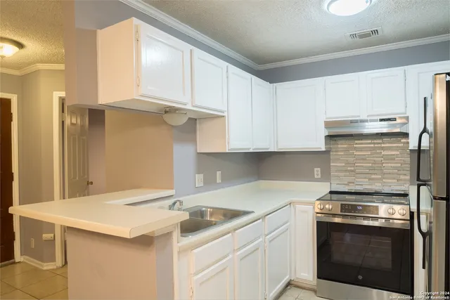 a kitchen with a sink cabinets and stainless steel appliances