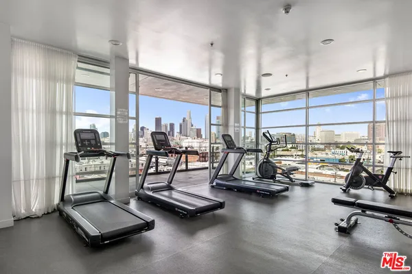 a view of a room with gym equipment