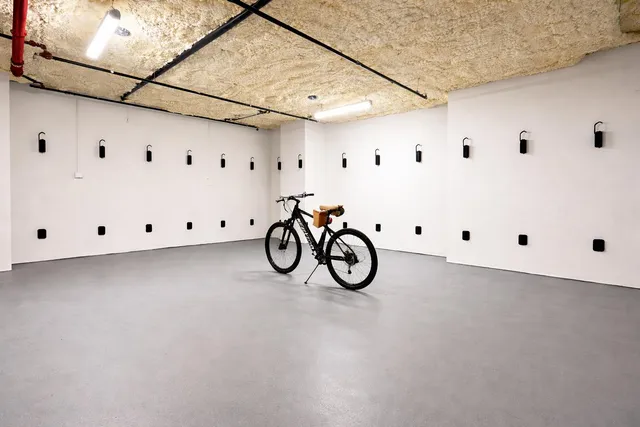 a view of a garage with furniture