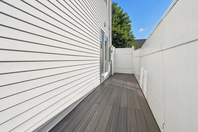 a view of wooden balcony