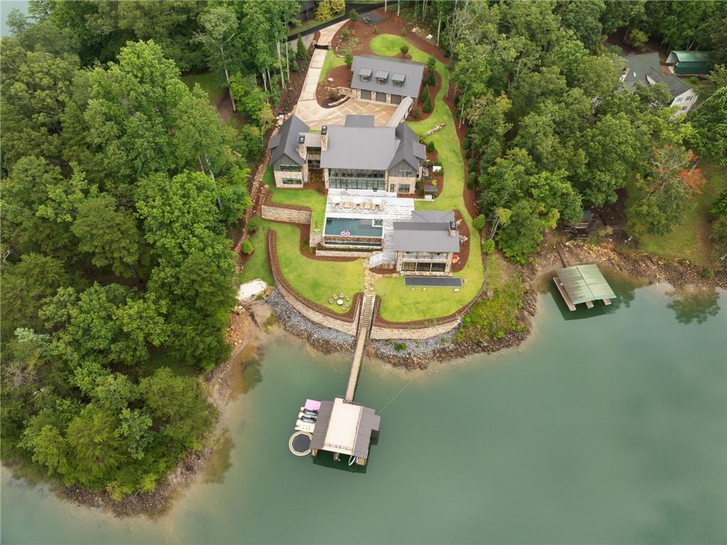 725 Rocky Point Drive Morganton, GA 30560 - Photo 145 of 157 an aerial view of a house with outdoor space pool seating area and fire pit