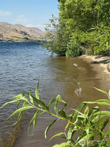 a view of a lake with a mountain