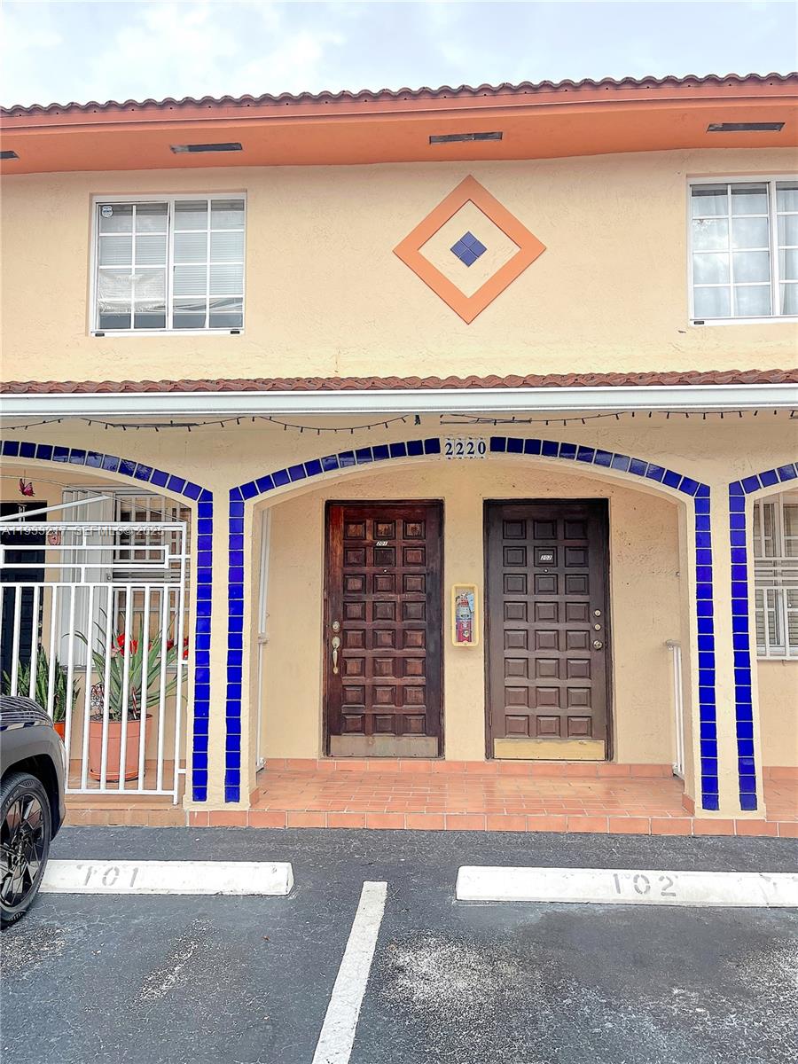 a view of a entrance door of the building