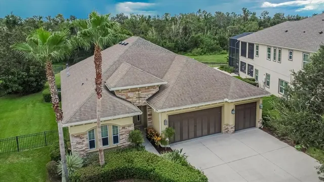 an aerial view of a house