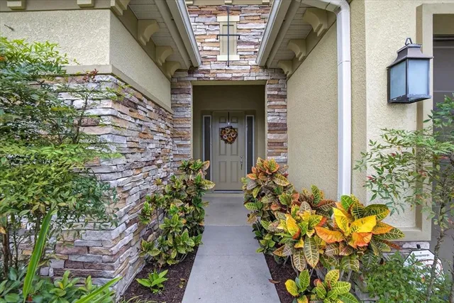 a front view of a house with lots of green space