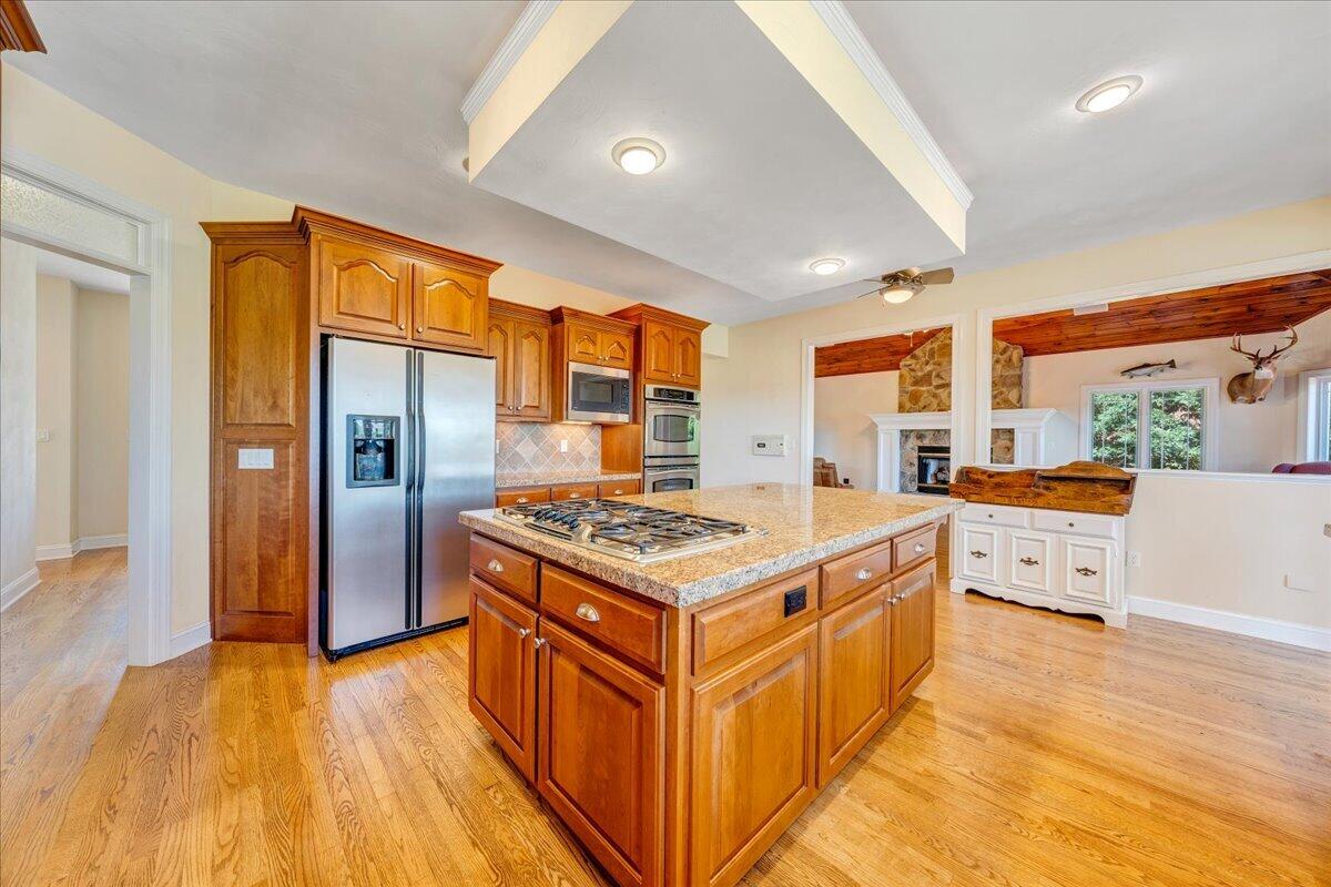 625 Frontier Way Fincastle, VA 24090 - Photo 23 of 105 a kitchen with stainless steel appliances granite countertop a stove and a refrigerator