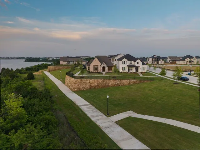 a view of a lake with a city