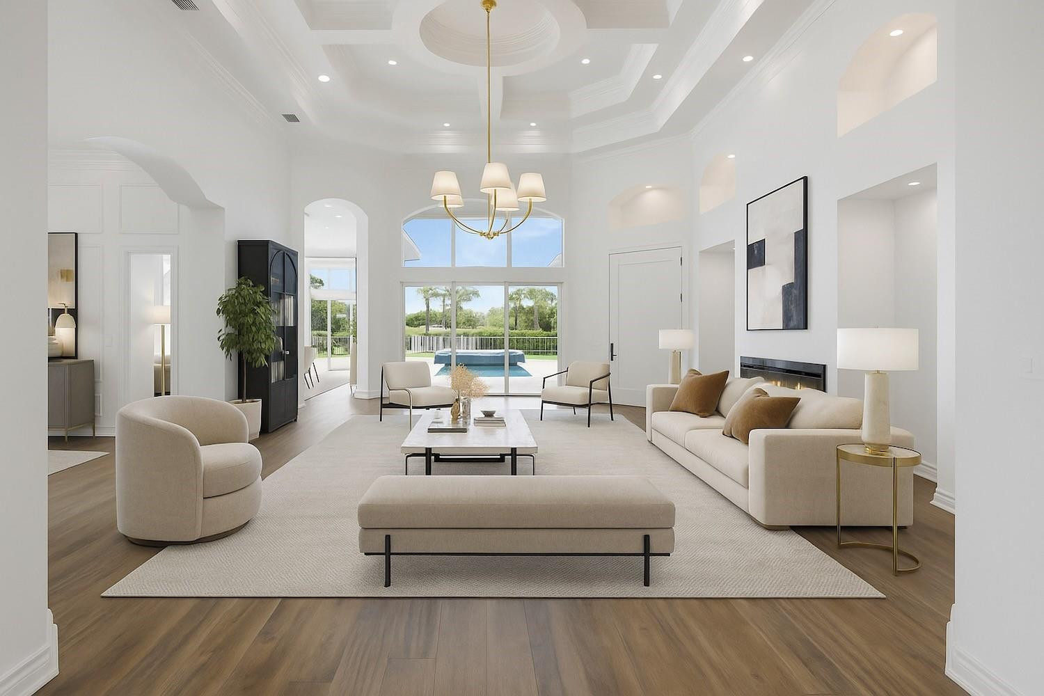 128 Southeast Rio Angelica Port St. Lucie, FL 34984 - Photo 4 of 40 a living room with furniture or chandelier and a wooden floor