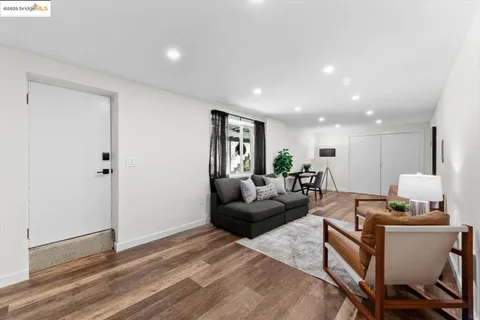 a view of a garden with a bench