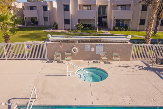 a view of a city from a patio
