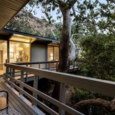 a view of balcony with a potted plant