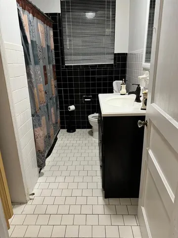 a bathroom with a sink a toilet a mirror and vanity