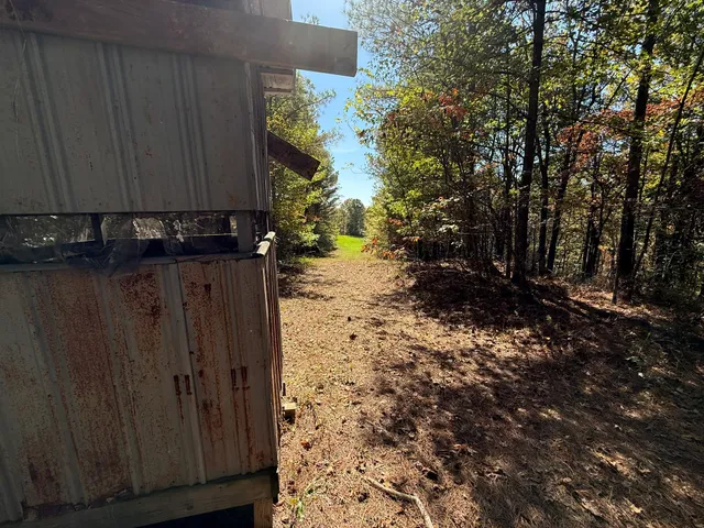 a view of a lake from a yard