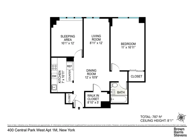 $1,100,000 | 400 Central Park West, Unit 1M | Upper West Side