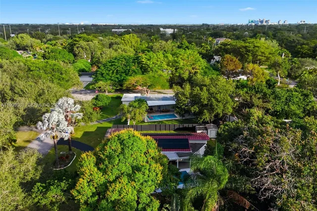 an aerial view of a house