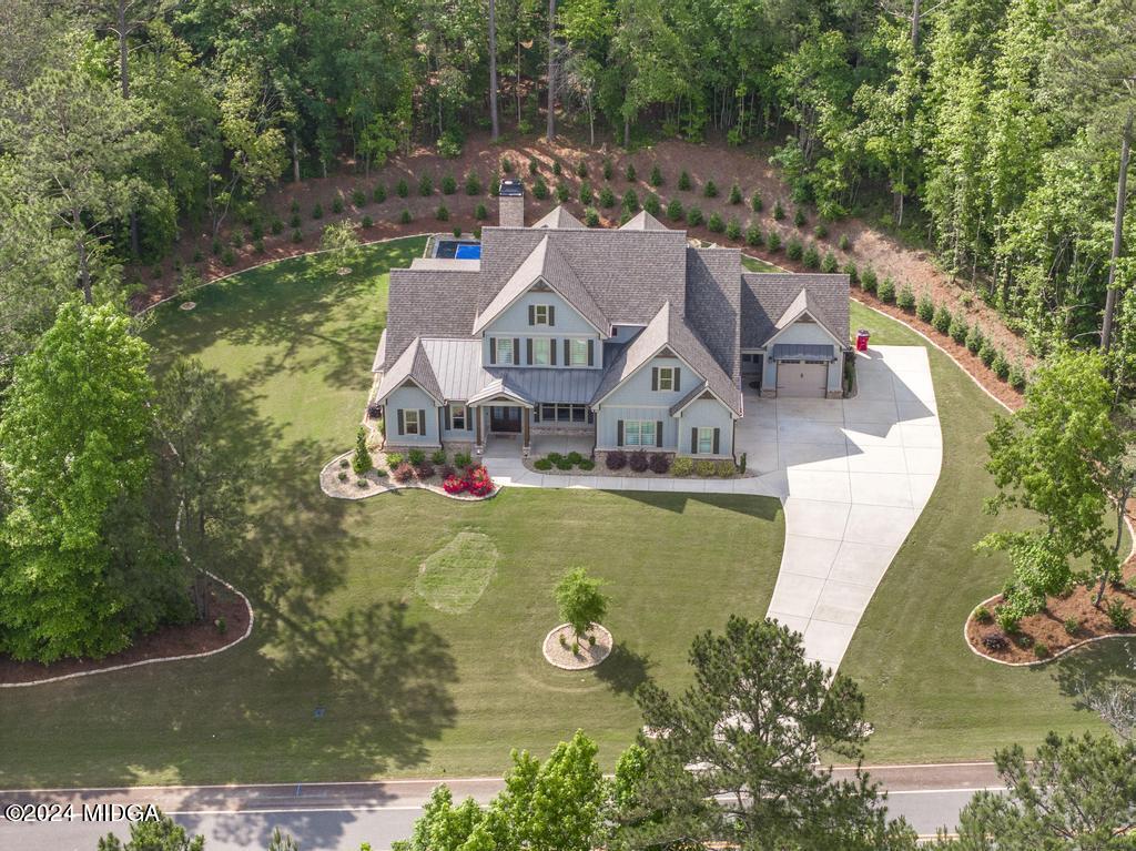 an aerial view of a house