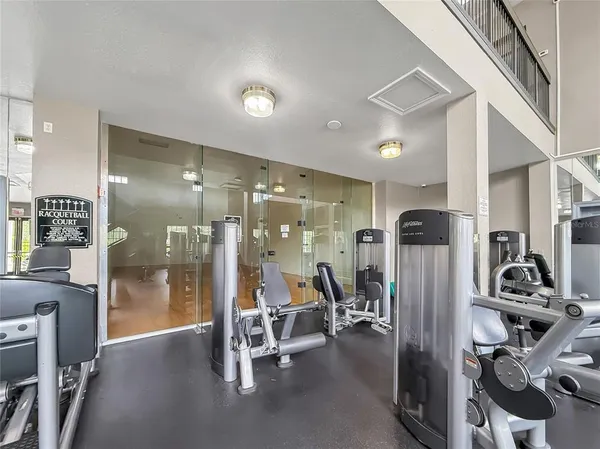 a view of a room with gym equipment