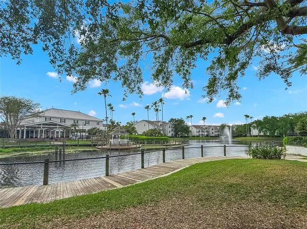 a view of a lake with a house