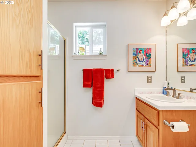 a view of a garden with houses