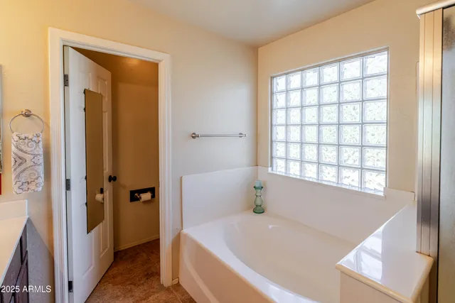 a view of a bathroom with a bathroom
