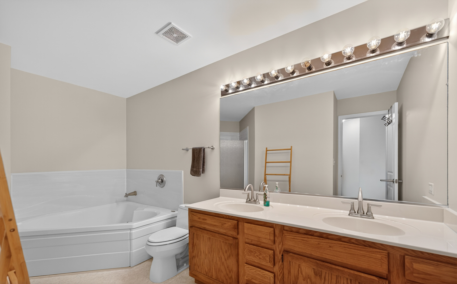 125 Ione Drive, Unit A South Elgin, IL 60177 - Photo 26 of 44 a bathroom with a bathtub shower sink vanity mirror and toilet
