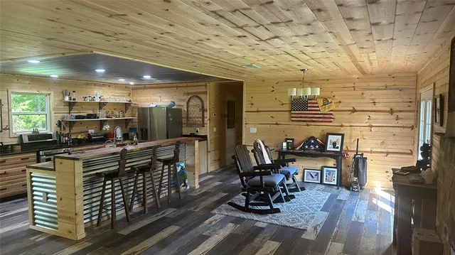 a kitchen with lots of counter top space