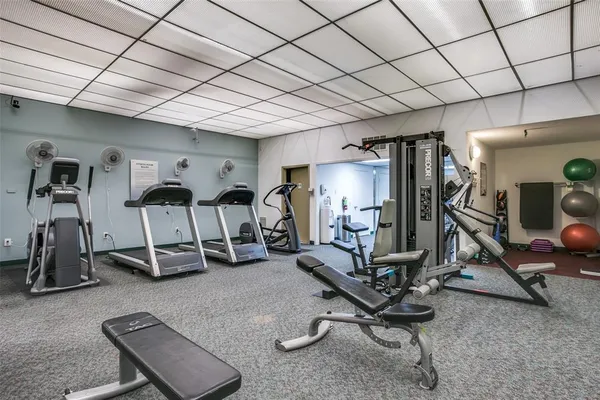 a view of a room with gym equipment