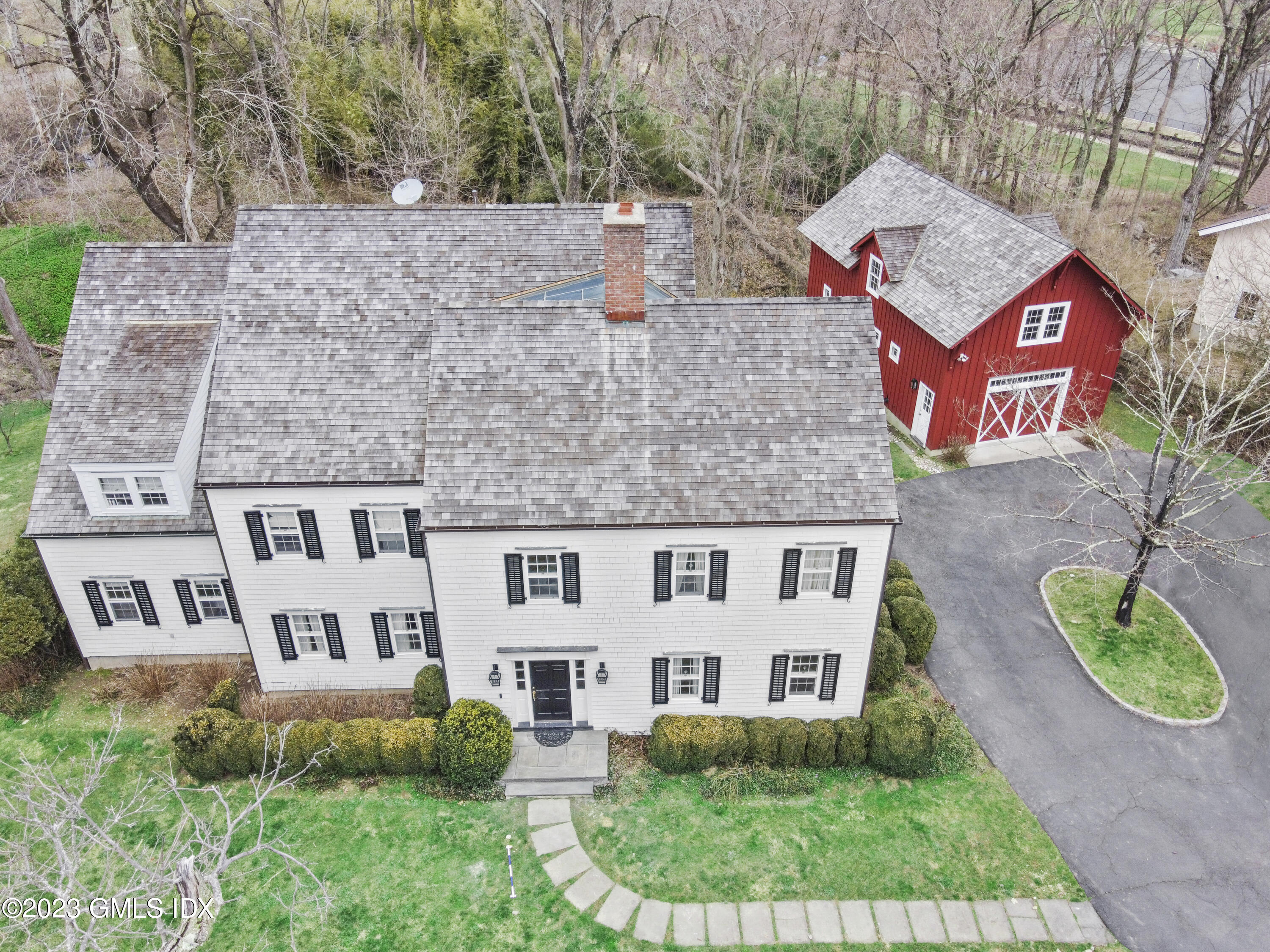 an aerial view of a house