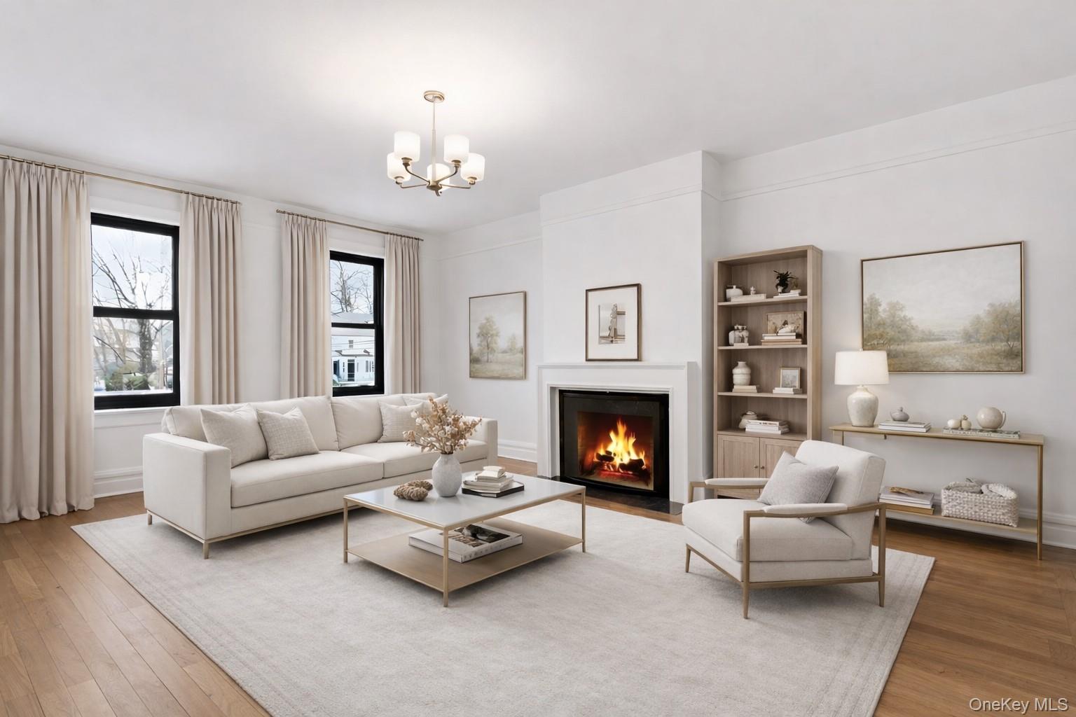 Living room virtually staged
