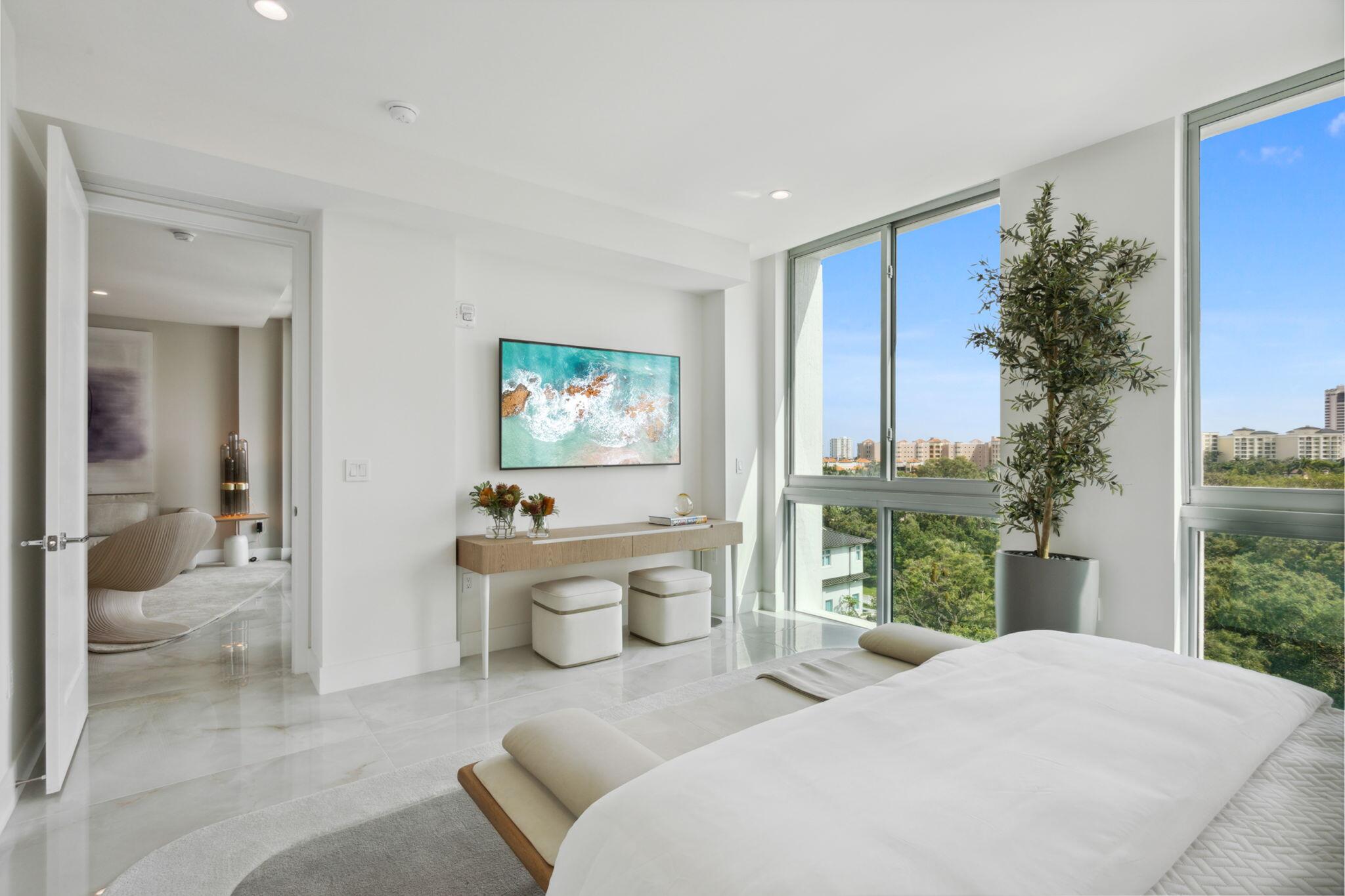 475 East Royal Palm Road, Unit 605 Boca Raton, FL 33432 - Photo 19 of 62 a bedroom with a bed and a large window