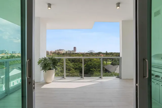 a view of a terrace with a garden