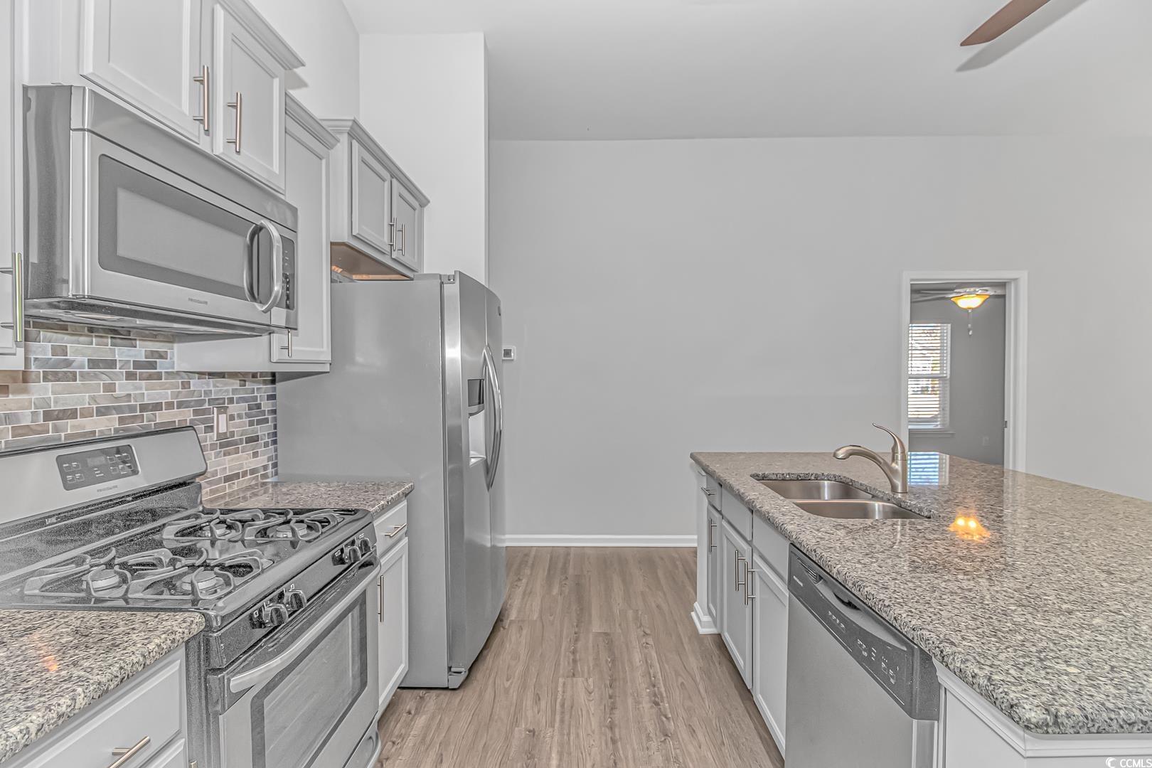 4348 Livorn Loop, Unit 4348 Myrtle Beach, SC 29579 - Photo 10 of 38 Kitchen featuring ceiling fan, sink, light stone c