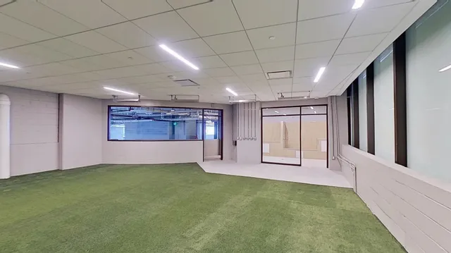 a view of a hallway with a elevator