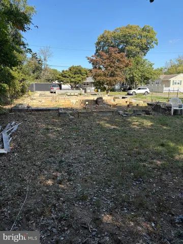 a view of a park with large trees