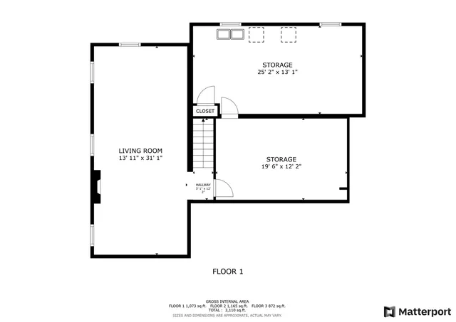 a picture of a park with red and white walls