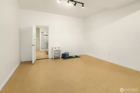 an empty room with closet