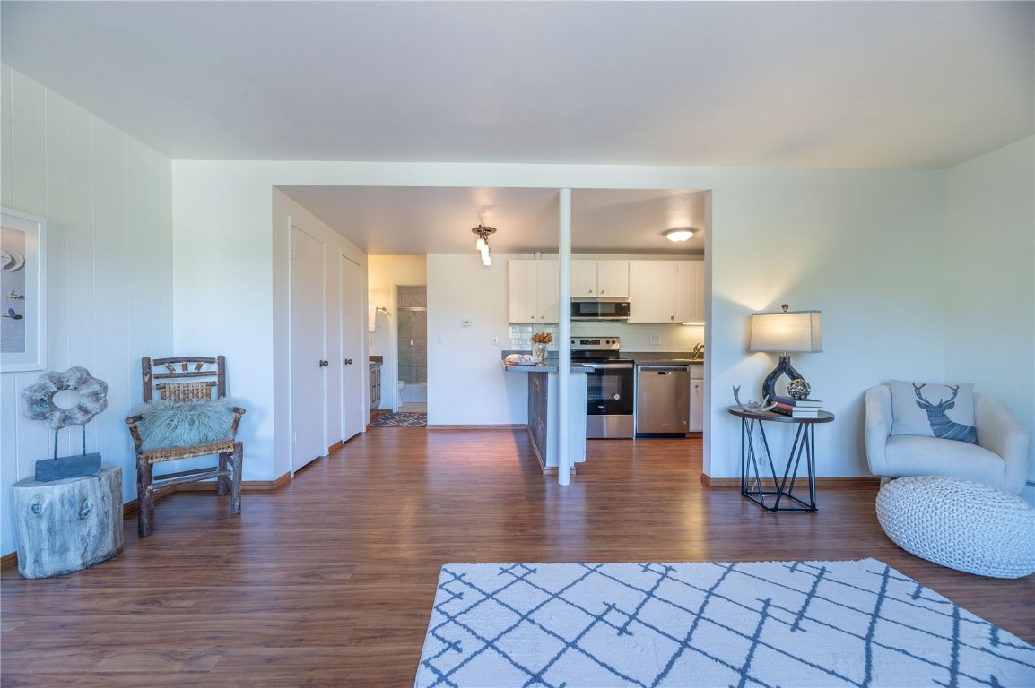 110 Evergreen Road, Unit 102 Dillon, CO 80435 - Photo 28 of 30 a living room with furniture and kitchen view