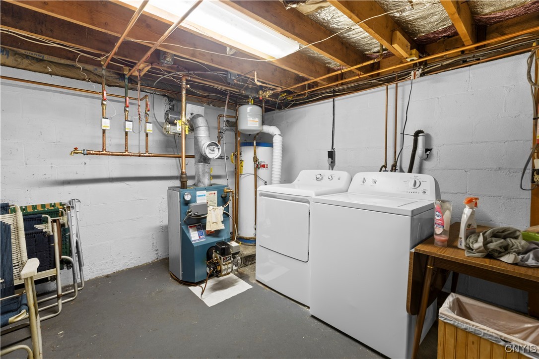 8119 Capron Road Forestport, NY 13494 - Photo 28 of 37 Basement laundry, hot water boiler, hot water heat