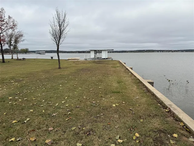 a view of a park with large trees