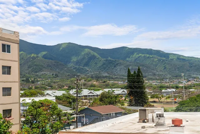 a view of a lake with a mountain in the background
